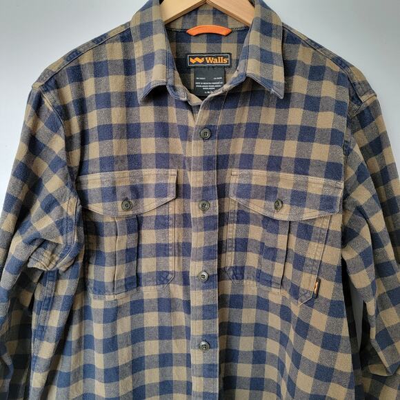 Walls Flannel Heavyweight 100% Cotton Shirt Men L Workwear Workstyle Cowboy Work - Picture 2 of 8